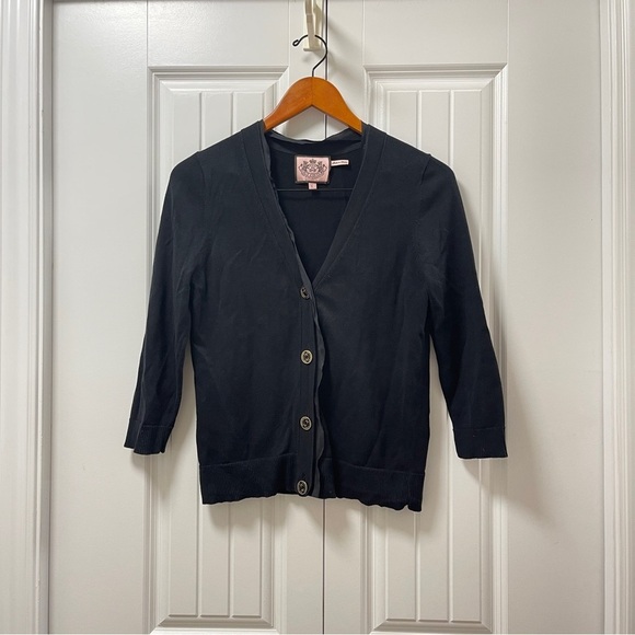 Juicy Couture Black Button Up Cardigan - Size L - Picture 2 of 13